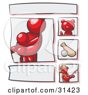 Clipart Illustration Of A Scrapbooking Kit Page With A Red People Family Cat Baseball And Man Fishing by Leo Blanchette