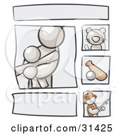 Clipart Illustration Of A Scrapbooking Kit Page With A White People Family Cat Baseball And Man Fishing