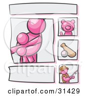 Clipart Illustration Of A Scrapbooking Kit Page With A Pink People Family Cat Baseball And Man Fishing