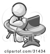 Clipart Illustration Of A White Man Working On A Laptop Computer On A Table