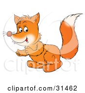 Clipart Illustration Of A Cute Fox Kit Sitting Up On Its Hind Legs
