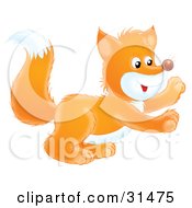 Poster, Art Print Of Cute And Playful White And Orange Fox Kit Holding His Front Paws Up