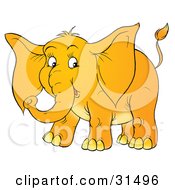 Poster, Art Print Of Adorable Baby Elephant With Big Ears On A White Background