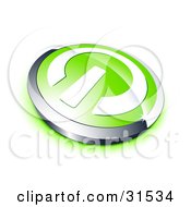 Poster, Art Print Of White Power Symbol On A Green Electronics Button Bordered By Chrome With A Green Shadow