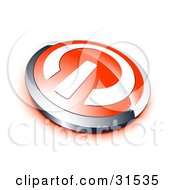 White Power Symbol On A Red Electronics Button Bordered By Chrome With A Red Shadow