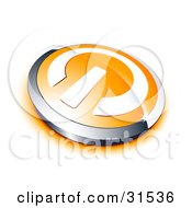 White Power Symbol On An Orange Electronics Button Bordered By Chrome With An Orange Shadow