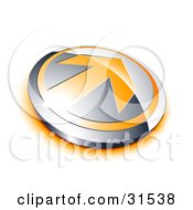 Orange Arrow On A Chrome Button With An Orange Shadow