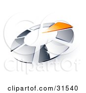 Circle Of Chrome Squares And One Orange Triangle Pointing Inwards Resembling A Timer