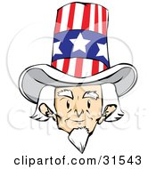 Clipart Illustration Of A Senior White Haired Man Uncle Sam Facing Front And Wearing A Patriotic Hat