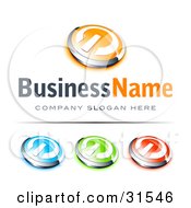 Poster, Art Print Of Pre-Made Logo Of A Orange And Chrome Power Button Blue Green And Red Buttons Also Included With Space For A Business Name And Company Slogan Below