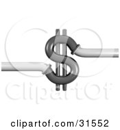Clipart Illustration Of Black 3d Piping In The Shape Of A Dollar Symbol Leading Off In Two Different Directions Symbolizing Wasting Money Plumbing Costs And Debt by Frog974