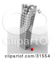 Clipart Illustration Of A Toppling White Cubic Structure Falling Down Over One Removed Red Cube