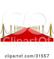 Poster, Art Print Of Golden Posts And Red Ropes Along A Straight Red Carpeted Path Leading Into The Future Symbolizing Success And Fame
