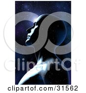 Clipart Illustration Of A Transparent Man Becoming One With The Universe Against A Starry Night Sky Symbolizing Meditation Self And Knowledge