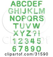 Clipart Illustration Of A Font Set Of Christmas Tree Branches With Colorful Baubles Including Letters Numbers And Punctuation by Alex Bannykh