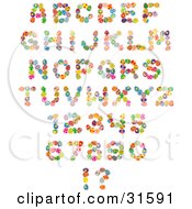 Font Set Of Colorful Easter Eggs Creating Letters Numbers And Punctuation