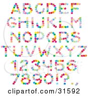 Font Set Of Colorful Letters Numbers And Punctuation Made Of Cubes