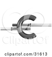 Poster, Art Print Of Black 3d Piping In The Shape Of A Euro Symbol Leading Off In Two Different Directions Symbolizing Wasting Money Plumbing Costs And Debt