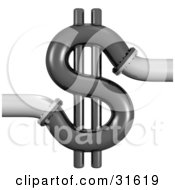Clipart Illustration Of 3d Piping Connected To A Dollar Sign Symbolizing Wasting Money Plumbing Costs And Debt by Frog974 #COLLC31619-0066