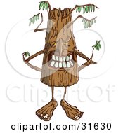 Clipart Illustration of a Grinning Ent Tree Standing With His Branches Behind His Back by PlatyPlus Art #COLLC31630-0079
