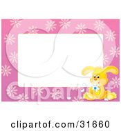 Poster, Art Print Of Stationery Border Or Frame With A Yellow Bunny Pulling Petals Off Of A Flower