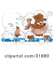 Clipart Illustration Of A Playful Puppy Dog Splashing Around In A Bubble Bath by Alex Bannykh #COLLC31680-0056