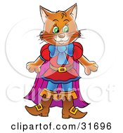 Brown Cat In Clothes And Boots Puss In Boots