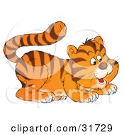 Poster, Art Print Of Cute Frisky Tiger Cub Playfully Crouching