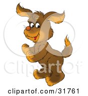Poster, Art Print Of Energetic Brown Puppy Standing On Its Hind Legs
