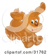 Poster, Art Print Of Playful Brown Puppy Dog Running With Its Ears Flapping