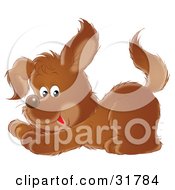 Poster, Art Print Of Playful Brown Puppy Crouching Down On Its Front Legs