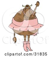 Clipart Illustration Of A Chubby Ballerina With Udders Dancing Ballet In A Pink Tutu Up On Tippy Toes And Reaching Upwards by djart