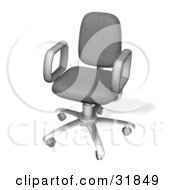 Clipart Illustration Of A Wheeled Computer Desk Chair With Arms In A Business Office by AtStockIllustration