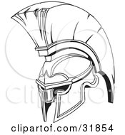 Clipart Illustration Of A Black And White Spartan Or Trojan Helmet Part Of Body Armor by AtStockIllustration #COLLC31854-0021