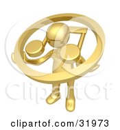 Clipart Illustration Of A Gold Person Carrying A Red Circle With A Music Note Over His Shoulders by 3poD