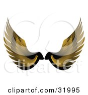 Clipart Illustration Of A Pair Of Yellow Bird Or Angel Wings Symbolizing Faith Or Freedom On A White Background
