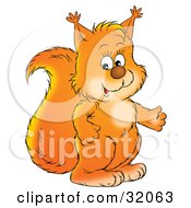 Poster, Art Print Of Cute Orange Squirrel Gesturing While Talking