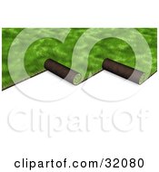 Poster, Art Print Of Green 3d Sod Being Unrolled To Cover A Yard On A White Background