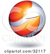 Clipart Illustration Of A Pre Made Logo Of An Orange Arrow Circling An Orb