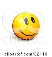 Expressive Yellow Smiley Face Emoticon Flashing A Friendly Smile