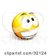 Poster, Art Print Of Expressive Yellow Smiley Face Emoticon Grinning Excitedly