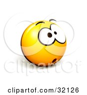 Expressive Yellow Smiley Face Emoticon With One Big Eye Stressed Out Or Nervous