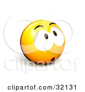 Expressive Yellow Smiley Face Emoticon Looking Up Surprised Nervous Or Sad