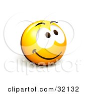 Poster, Art Print Of Expressive Yellow Smiley Face Emoticon Grinning And Smiling Upwards