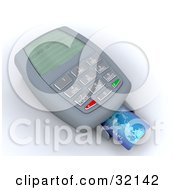 Clipart Illustration Of A Blue Credit Card In The Tray Of A Processing Machine Reading Card Approved On The Screen