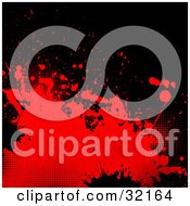 Poster, Art Print Of Red And Black Splatters And Dots On A Black Background