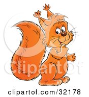 Poster, Art Print Of Clipart Illustration Of A Friendly Bushy Tailed Orange Squirrel