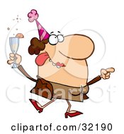 Clipart Illustration Of A Boozed Up Woman Dancing And Feeling Tipsy At A Party by Hit Toon