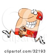 Clipart Illustration Of A Happy Athletic Man Playing American Football