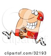 Poster, Art Print Of Happy Athletic Man Playing American Football